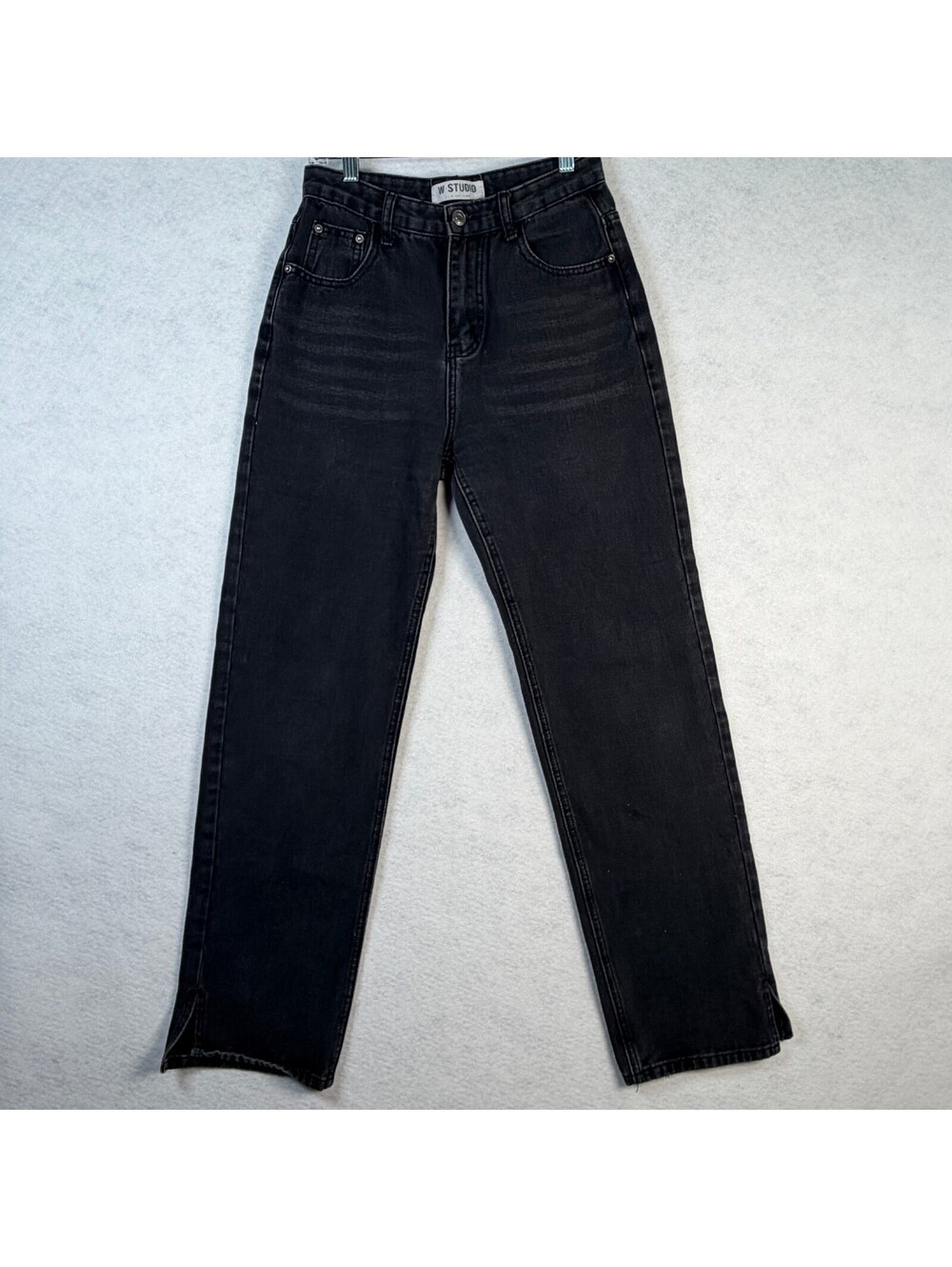 W Studio Black High-Waisted Straight Leg Jeans Size M